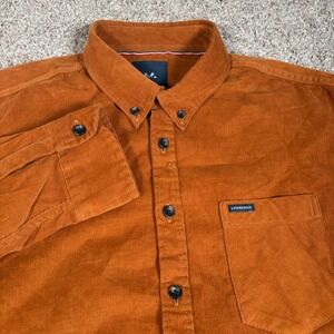 LINDBERGH Men's Orange Corduroy Button Down Shirt Long Sleeve Size M